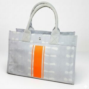 Koala Kanvas 15x9x7" Tote Bag Grey Tie Dye Orange Stripe Top Handle 100% Cotton
